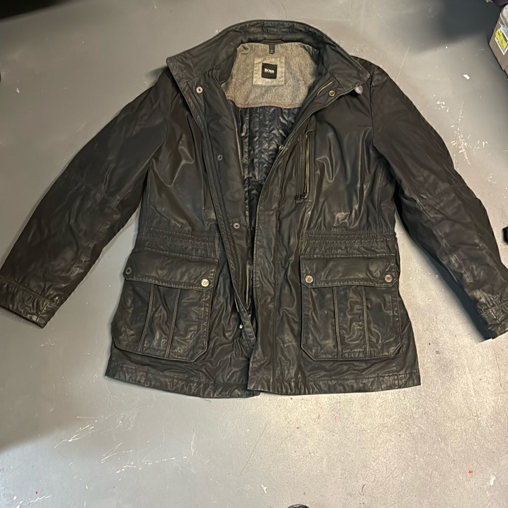 Size Large Men’s Leather Black Lable Hugo Boss Jacket